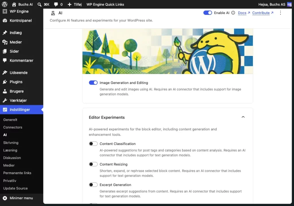 ai plugin indstillinger